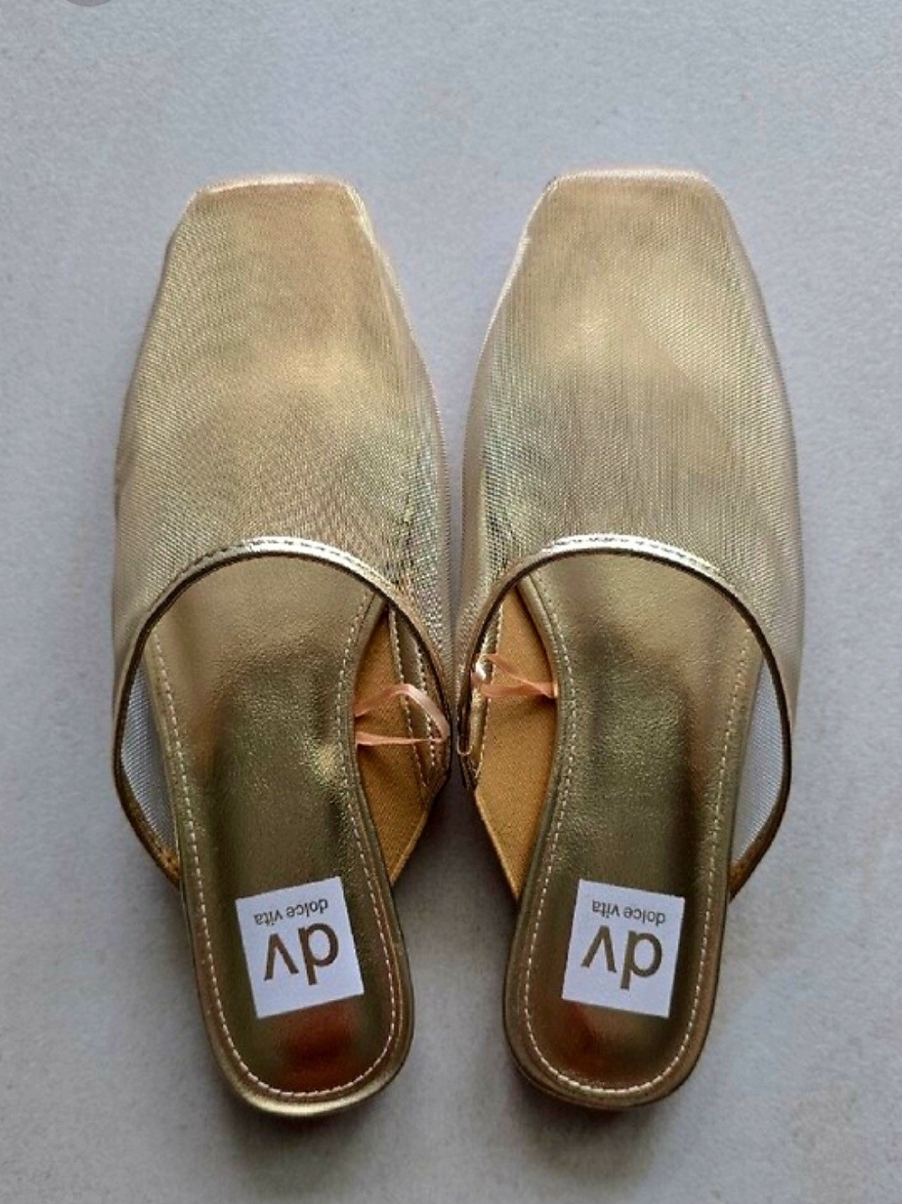DV by Dolce Vita Metallic Gold Square-Toe Mules
